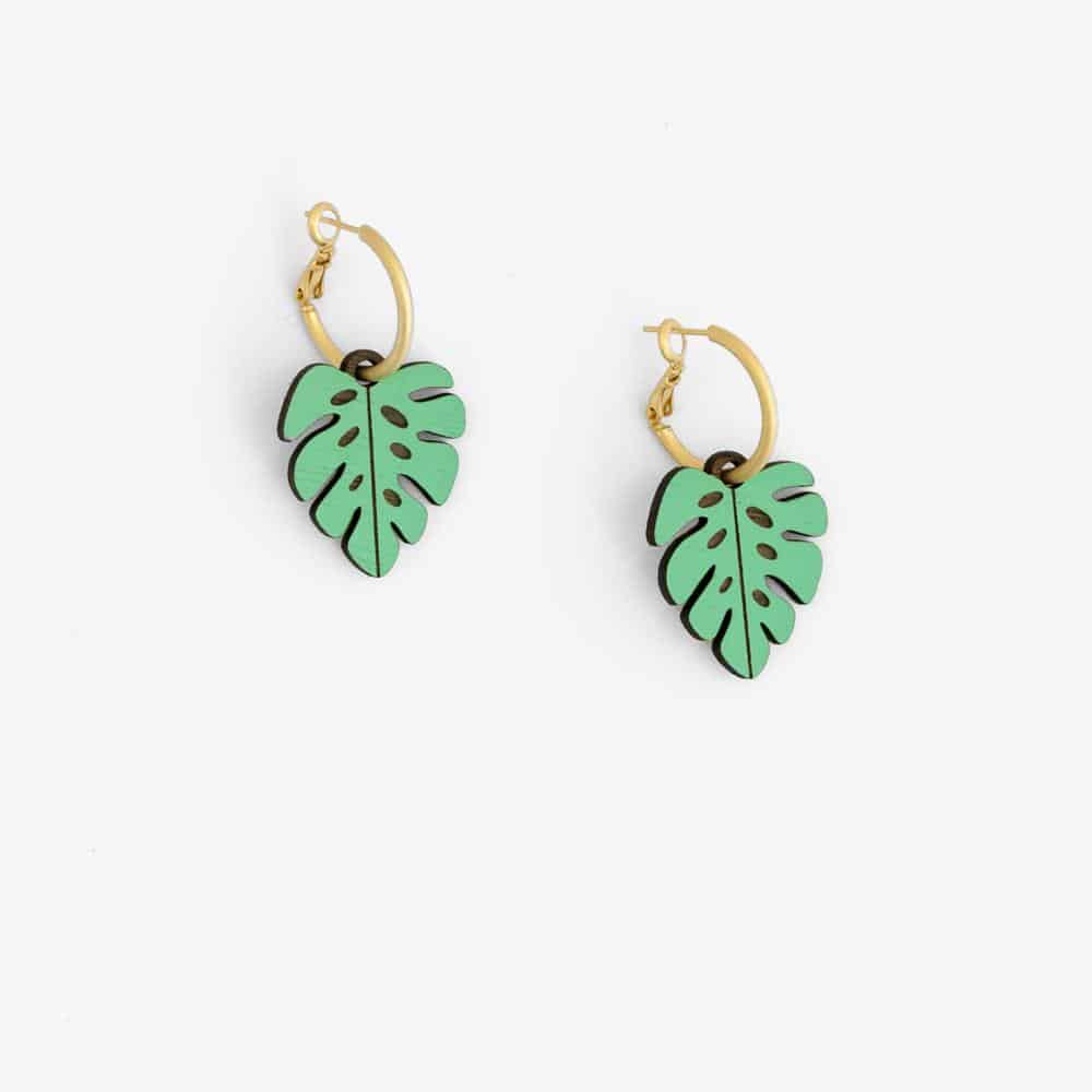 Pendientes madera Monstera - Imagen 3