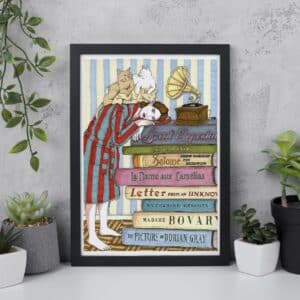 Lámina Libros y gatos