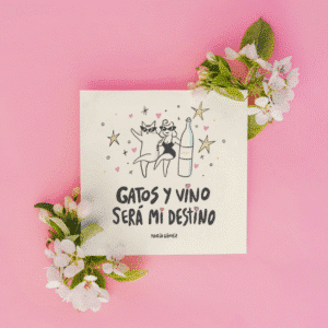 Lámina Gatos y vino