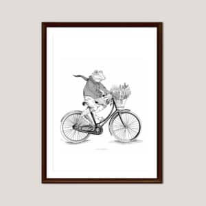 Lámina Rana en bici