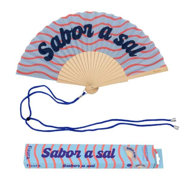 abanico de rayas onduladas y un texto que pone sabor a sal