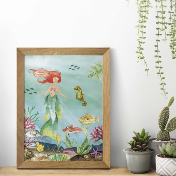 Lámina Sirena en el mar