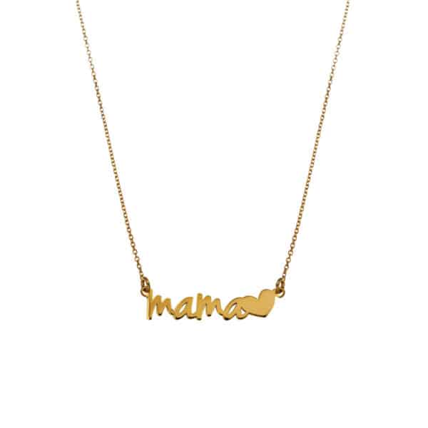 Collar mamá tiene una cadena fina de plata con baño de oro.