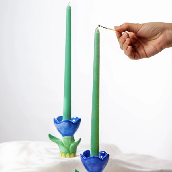 Portavela de cerámica flor