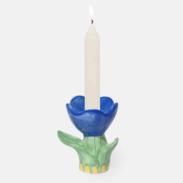 Portavela de cerámica flor