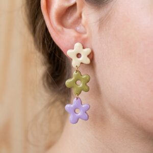 Pendientes Flor tricolor pastel