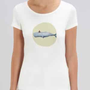 Camiseta con una ilustración de una ballena en el centro.