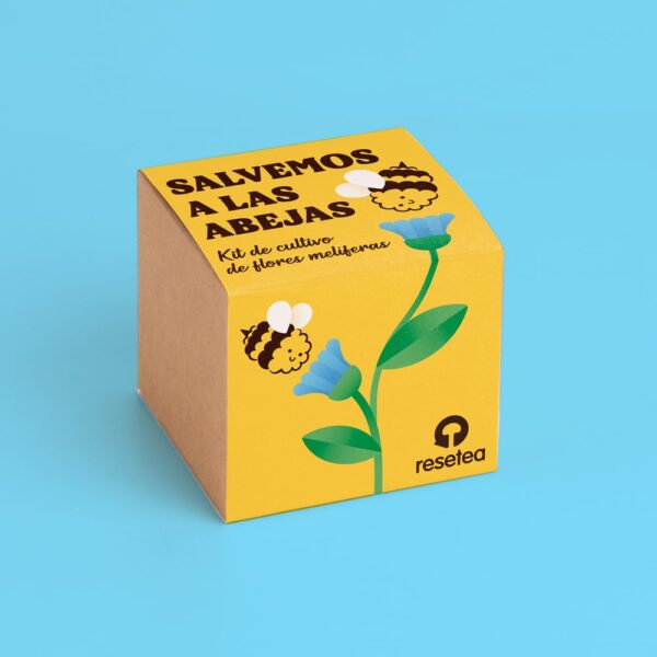 Kit de cultivo para abejas con semillas de flores melíferas, sustrato y maceta biodegradable. Planta, cuida a los polinizadores y llena tu casa de vida.