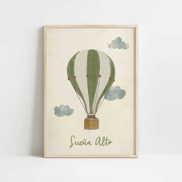 Lámina infantil “Sueña alto” en tamaño A3, con colores vibrantes y estilo fresco.