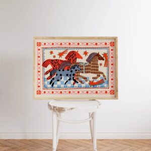 La lámina ilustrada Caballo rosa corriendo”