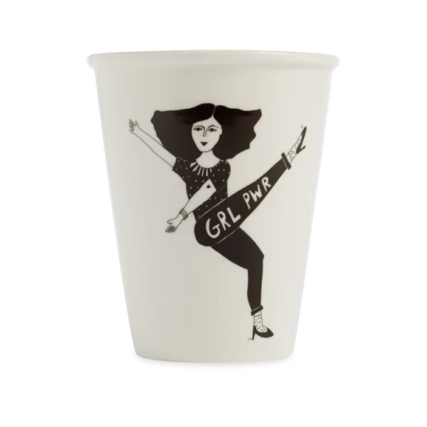 Vaso de cerámica Helen b con ilustración Girl power. Original, resistente y apto para lavavajillas.