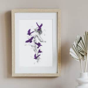 Lámina Imparables de Jav Rubín en papel Canson A4. Ilustración a dos tintas con un diseño delicado y contemporáneo para decorar tu hogar.