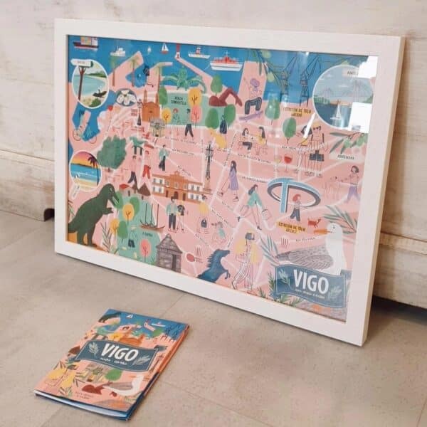 Este mapa ilustrado de Vigo con lugares que visitar, curiosidades y esos rincones que hacen que la ciudad tenga tanto encanto.