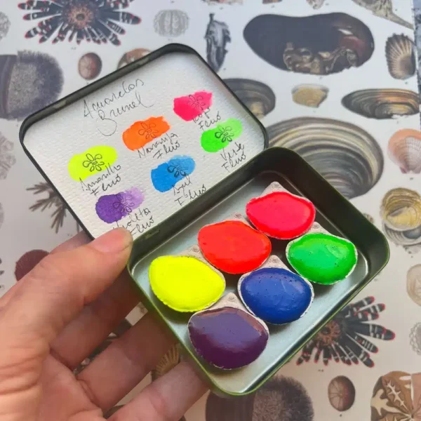 Paleta acuarela 6 colores fluo