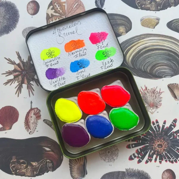 Paleta acuarela 6 colores fluo