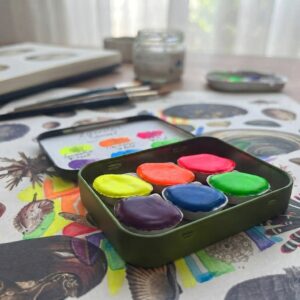 Paleta acuarela 6 colores fluo
