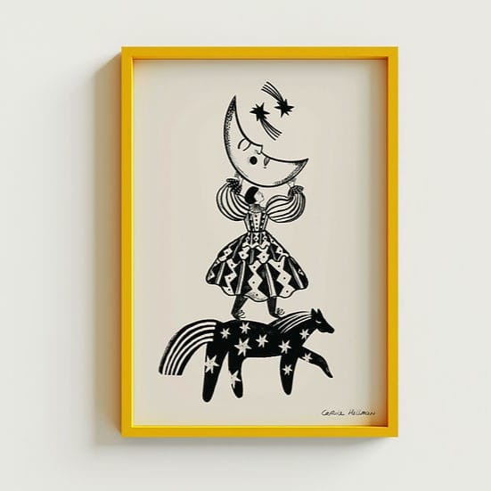 Lámina "soñadores folk" de Carole Hillman. Ilustración decorativa A4 minimalista, perfecta para aportar estilo y equilibrio a cualquier espacio.